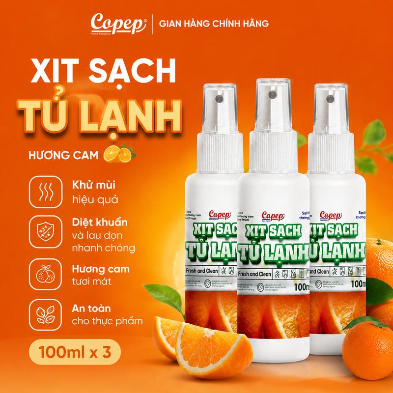 Copep Xịt Sạch TỦ LẠNH Chai 100ml - Loại Bỏ Vết Bẩn Trên Tủ Lạnh & Bếp & Bàn Gỗ…