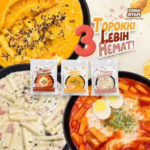ZONA NYAM Paket Bundling 3pcs Toppoki Keju Cheesy Creamy - Topokki Carbonara - Topokki Gochujang