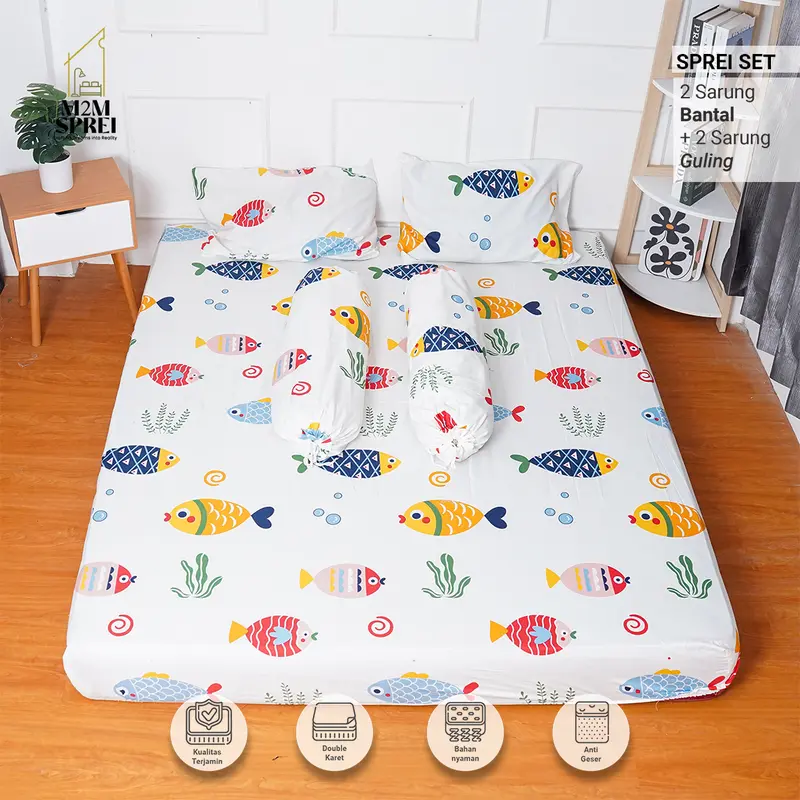 Tinggi 30 CM Sprei Double Karet Fullset Motif Bunga Geometris Queen 160x200, King 180x200, Extra King 200x200 7