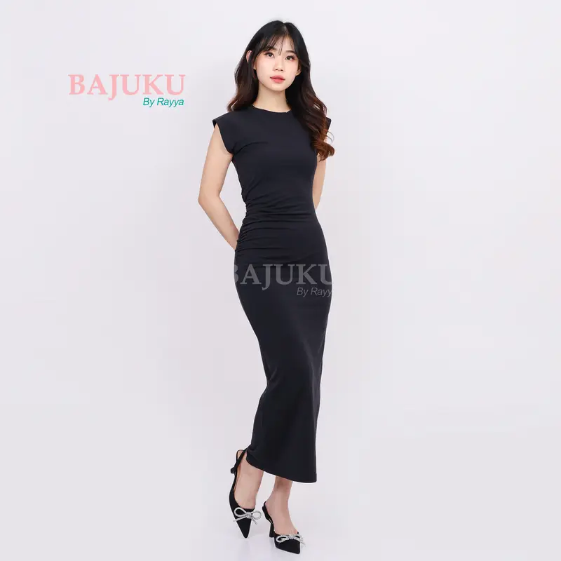 Dress Bodycon Azalea - Vista Terry Spandex - Anti Melar - Midi Dress Wanita - Simple Nyaman Fit 6