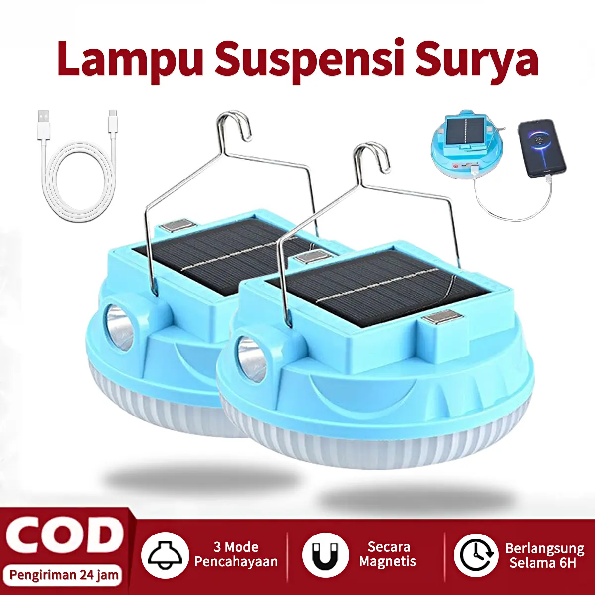 Garansi 3 tahun Lampu Suspensi SuryaLampu Emergency UFO Gantung SolarPanel Camping Lamp Lampu DaruratLampu Taman Lampu Belajar Lampu