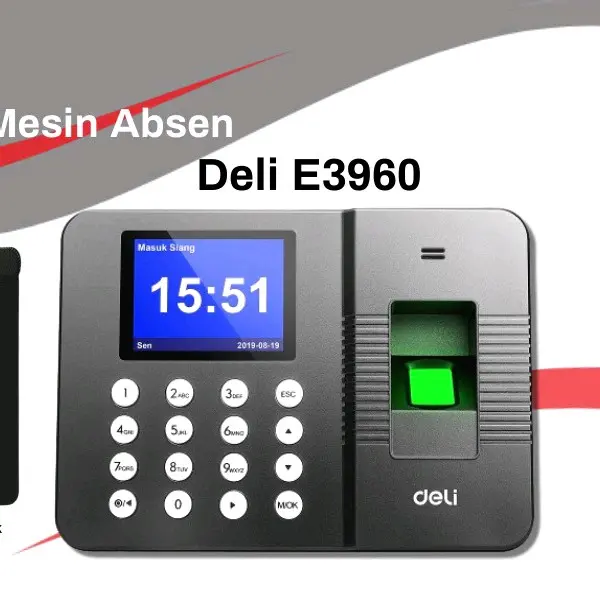 Deli mesin absen sidik jari e3960-fingrt print Hitam