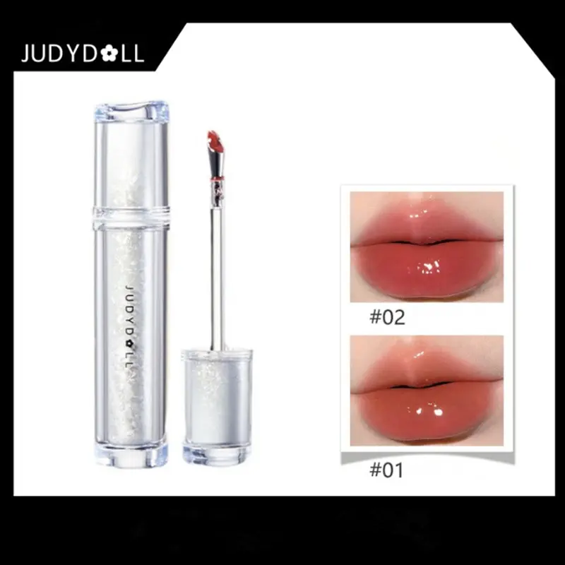 Judydoll Ice Iron Lip Glaze Lipsticks Non-Stick Cups Mirror Shine Watery Lip Lotion Metal Brush Head Makeup Cosmetics