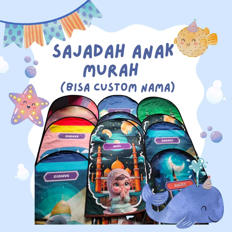 SAJADAH ANAK KARAKTER ( BISA CUSTOM NAMA ANAK ) 0