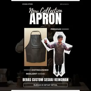 [All Produk] Celemek Kulit Sintetis Anti Air & Minyak | Apron Barista Dapur Bengkel | Tali Adjustable | Custom Warna & Sablon