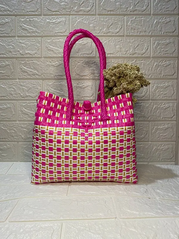 [Istana Anyaman] Tas Anyaman Jali Premium Edisi Kondangan Dapat Muat Gula 4-5 Kg Polos Setrip Tote Totebag 6