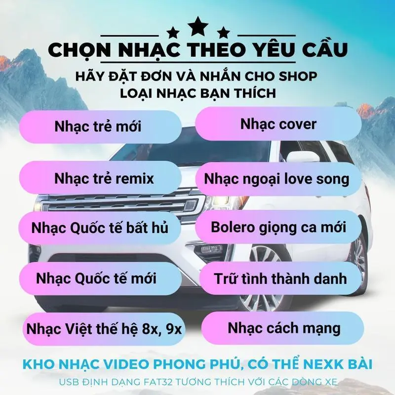 USB âm thanh trên ô tô, RAM 32G-HD, có 2.000 bản nhạc và video âm nhạc được trả tiền cao 7