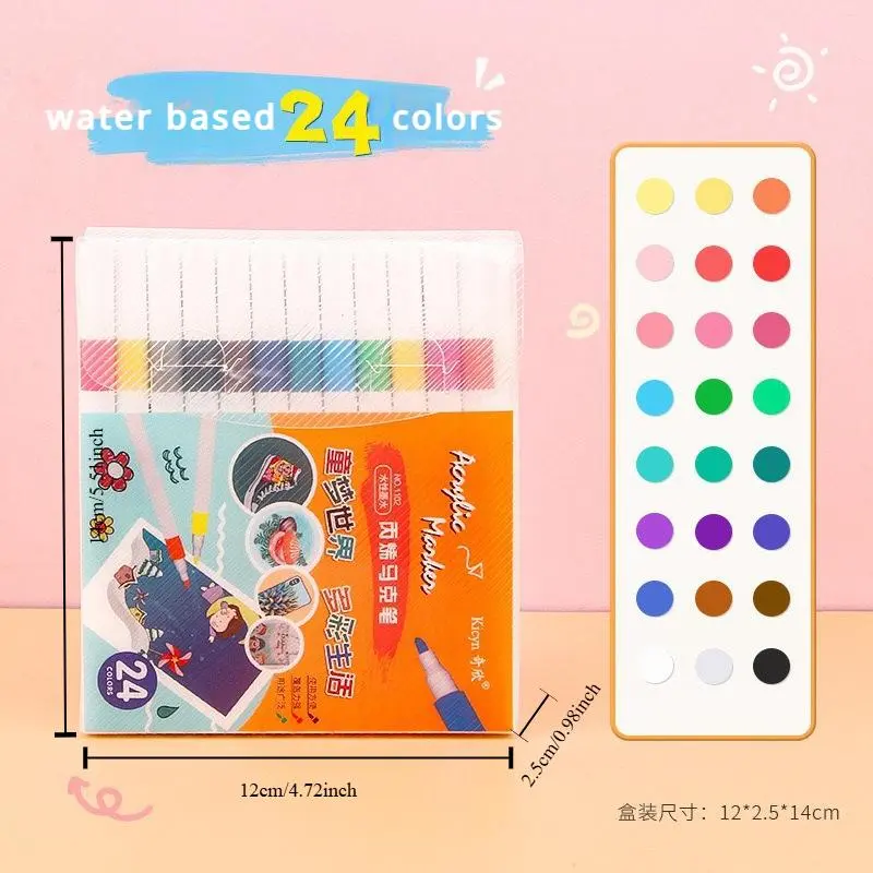 Bút Đánh Dấu Acrylic, 24 Màu, Thích Hợp Vẽ Tranh, Bút Chì Màu Nước, Dành Cho Trẻ Em, Đánh Dấu Graffiti, Chất Liệu Acrylic 4