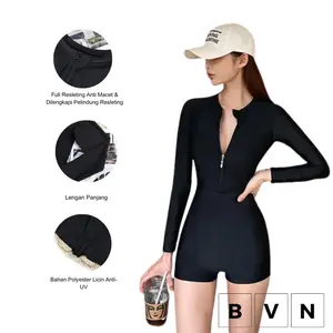 [BVN] 9047 Baju Renang Diving Lengan Panjang Wanita Celana Waist Women One piece  High Waisted Swimwear