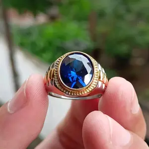 Cincin Batu King Safir cutting Mewah Elegan Ring Titanium
