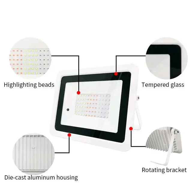 Lampu sorot outdoor LED 100W 200w 300w panggung taman gedung lapangan waterproof 100 200 300 Watt Emico Floodlight Anti Air lapang White 2