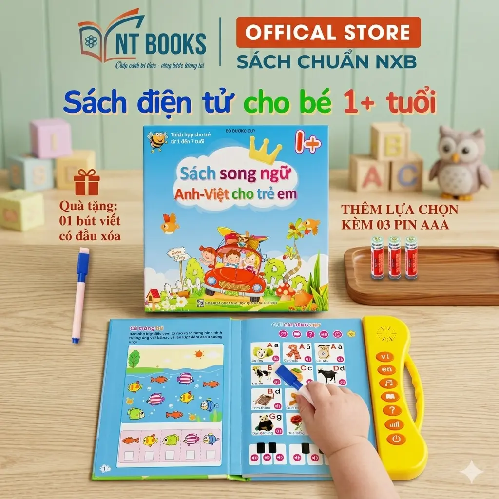 NTBOOKS - Sách Nói Điện Tử Song Ngữ Anh - Việt cho Trẻ Em từ 1-7 Tuổi - 24 Trang - Phát Triển Trí Tuệ Sớm với Âm Giọng Chuẩn