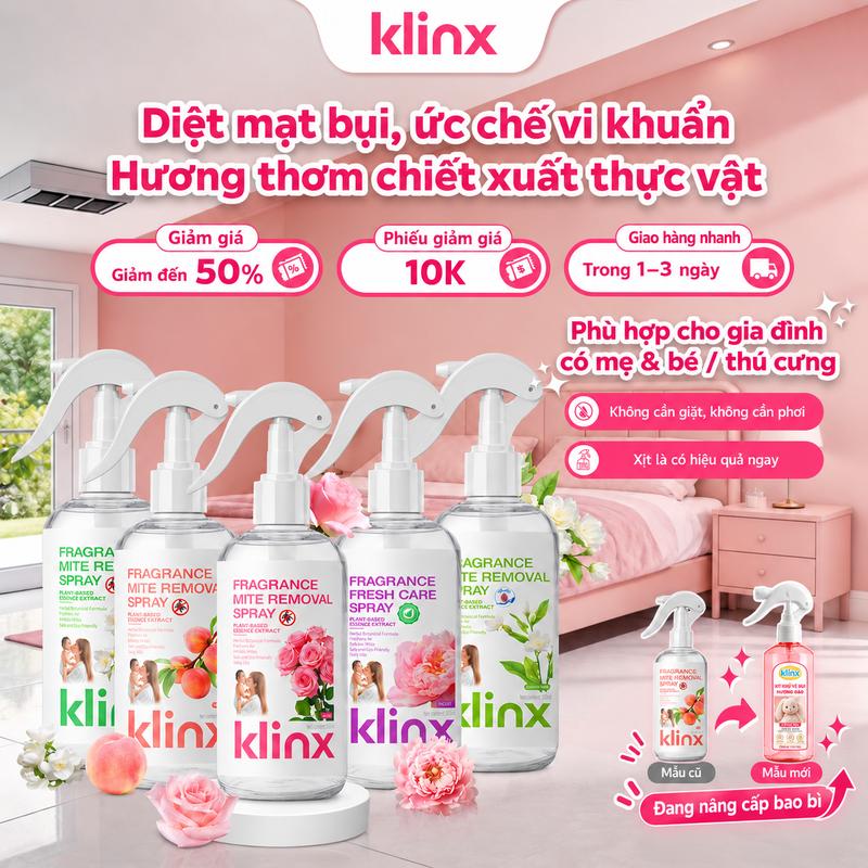 [Klinx-Hàng chất lượng cao] Xịt thơm diệt mạt Klinx-dùng cho ga giường và các loại vải, không cần giặt lại, tiện dùng hằng ngày, giúp kháng khuẩn, loại bỏ mạt bụi và mang lại mùi hương cao cấp（300ml / 1 chai）
