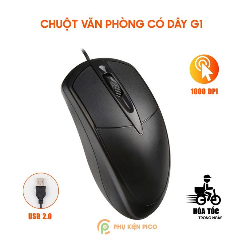 Chuột máy tính laptop có dây văn phòng G1 1000 DPI USB giá rẻ phù hợp cho học…