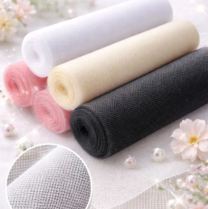 Tile Kaku Kasar Pengembang Petticoat Meteran Tersedia 5 Warna Lebarnya 125 cm Bahan Kain Tulle Ringan Transparan untuk Gaun Pengantin