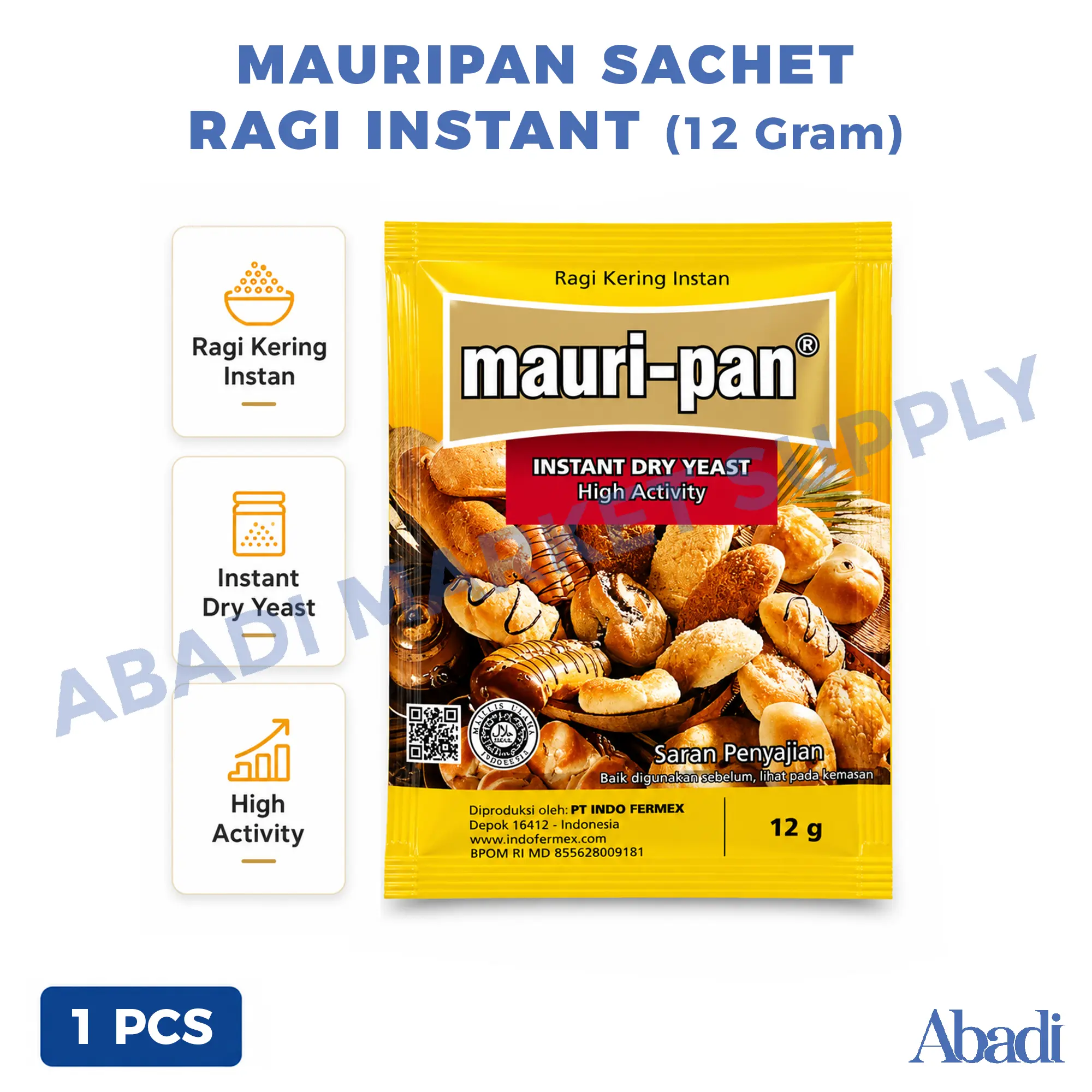 Mauri-Pan Mauripan Ragi Kering Instan 12gr Instant Dry Yeast Sachet
