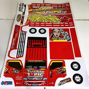 Pola Stiker miniatur truk oleng untuk merakit mobilan truk ukuran 30 cm Car
