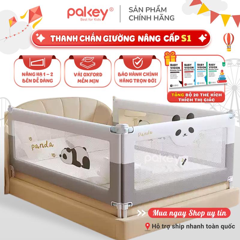 [NEW 2025] Thanh Chắn Giường Pakey Chính Hãng, Nâng Hạ Hai Bên Hoàn Toàn, Chiều Cao 105cm Khung Dày Dặn Chắc Chắn An Toàn Cho Bé