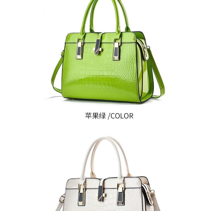 Product Introduction of Fashionable Bright Leather Handbag 2024 Women's New Large Capacity Crocodile Pattern Single Shoulder Crossbody Bag 6