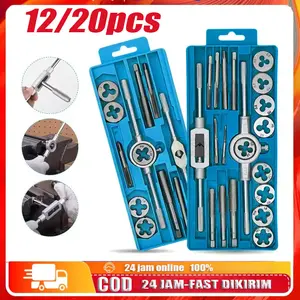Ready ya,codTap Die Set 12/20/40 Pcs Alat Snai Dan Tap Ulir Dart Mur Baut Alat Senai  Die Senei M6-M12 / M3-M12 Buah Set Keran Dan Mati Tangan Metrik Alat Pembesar Lubang Lancip Lurus Sumbat Ulir Sekrup