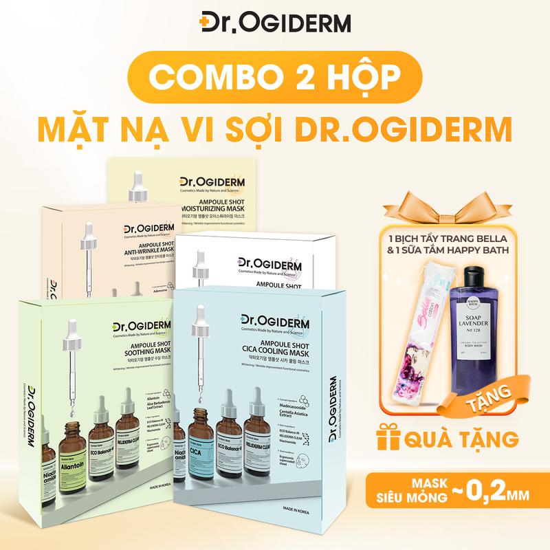 Độc Quyền Trên Live COMBO 2 Hôp Mặt Nạ DR OGIDERM Vải Vi Sợi Ampoule Shot Mask Công Nghệ Chăm Da Thế Hệ Mới Từ Hàn Quốc Giúp Dưỡng Da Toàn Diện 30ml