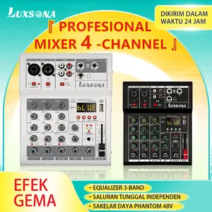 Mixer audio 4 channel profesional/99dsp misker suara/mixer mini dengan Bluetooth/misker audio 4 saluran murah/kartu channel profesional/efek antarmuka audio USB/cocok untuk rekaman studio rumah, KTV, panggung