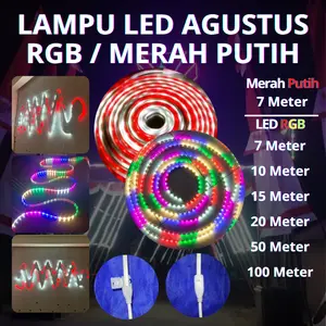 LAMPU LED STRIPS 3528 RGB WARNA WARNI 6WARNA & MERAH PUTIH .7  10meter 15meter 20meter + SOCKET TOMBOL/ lampu Kamar lampu karbit lampu  taman outdoor lampu hias plafon kelap kelip