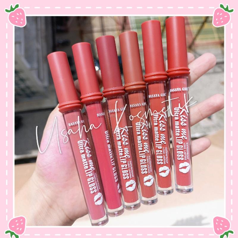 6PC!! JH3759 LIPGLOSS HASAYA GIRL MATTE TAHAN LAMA Matte Bibir Kosmetik lip  matte 0