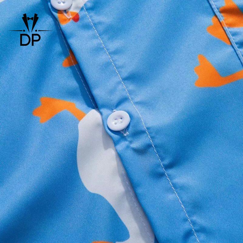 Product Introduction of Men Duck Print Short Sleeved Shirt Korean Version Of Fashionable  Unisex Harajuku Style Simple Top Loose Half Sleeved Shirt Men Large Size Shirt Tide Clothes 26