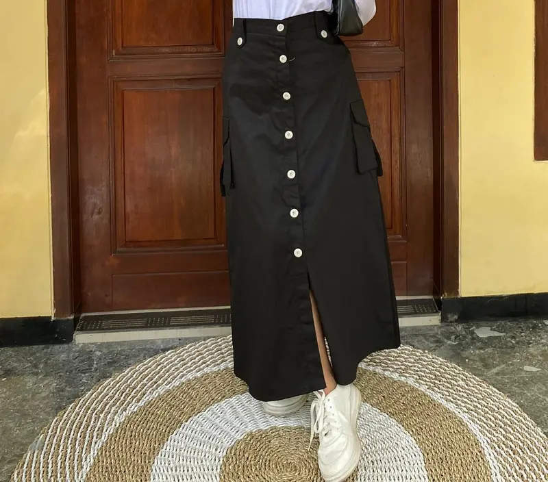 ROK CARGO SPAN TWILL WANITA TERBARU / ROK  CARGO TWILL COMBED STRETCH KANCING 5