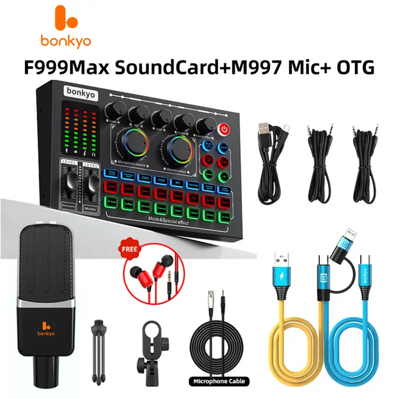 Bonkyo F999MAX+M997Mic Sound card live broadcast equipment full