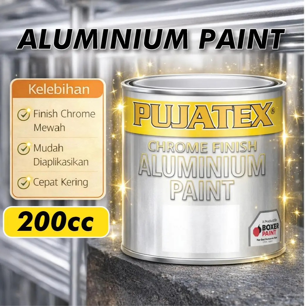 Cat Sintetis Silver Chrome Aluminium PUJATEX Aluminium Finish (200cc) Kaleng Paint Tiang