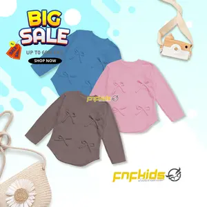 Blouse MARCELA - Atasan Baju Anak Cewek Bahan Katun Ribknit Lengan Panjang Korea Kids Fashion