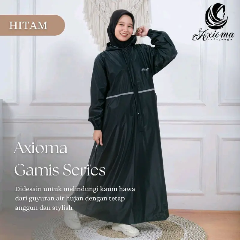 Jas Hujan Kain Gamis WANITA Dewasa Muslimah Bahan PVC Premium Anti Rembes Elastis Lembut Terbaik by Axioma Remaja 1