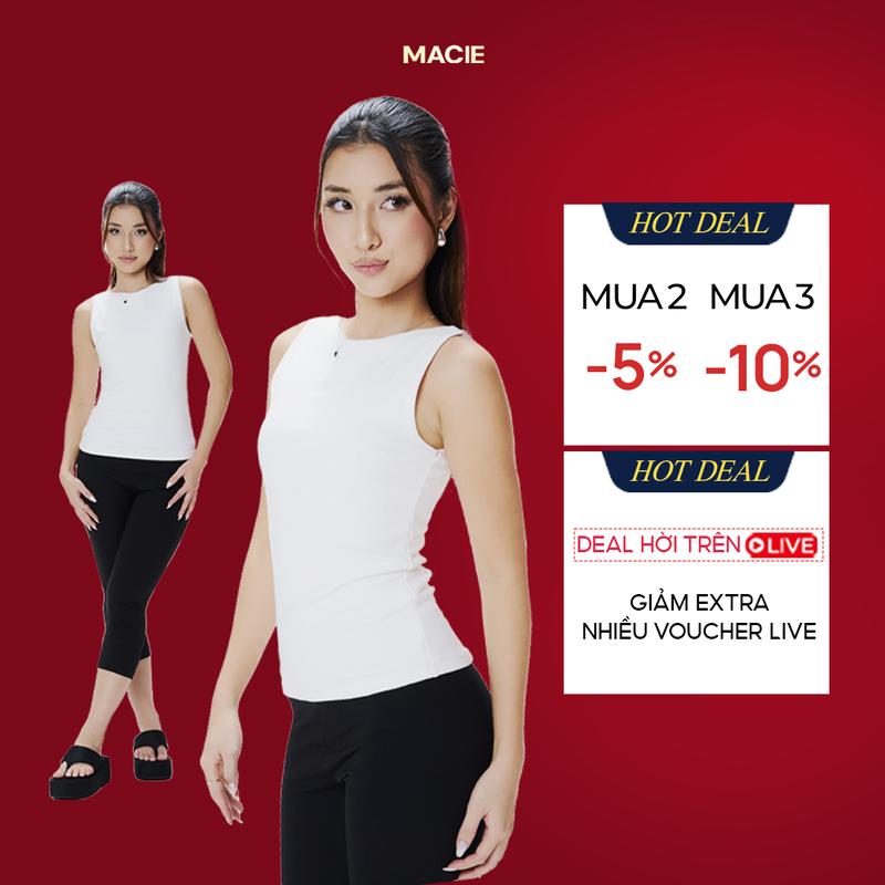 Áo thun ba lỗ Macie dáng ôm, cổ thuyền chất thun cao cấp mềm mại - MC17