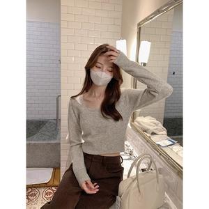 Áo Len Dệt Kim Cổ Vuông, Phong Cách Gợi Cảm, Dành Cho Nữ, Thích Hợp Cho Mùa Thu Và Mùa Đông, Dáng Ôm, Áo Áo Chui Đầu Dày, Áo Thời Trang Thường Ngày Thoải Mái Để Mặc Hàng Ngày, 8504 #