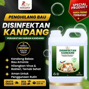 NOVAPET Disinfektan Kandang Ternak 1 Liter - Penghilang Bau Kandang Bantu Kendalikan Bakteri & Virus Pada Kandang Ternak Ayam Kambing Sapi & Hewan Lainya
