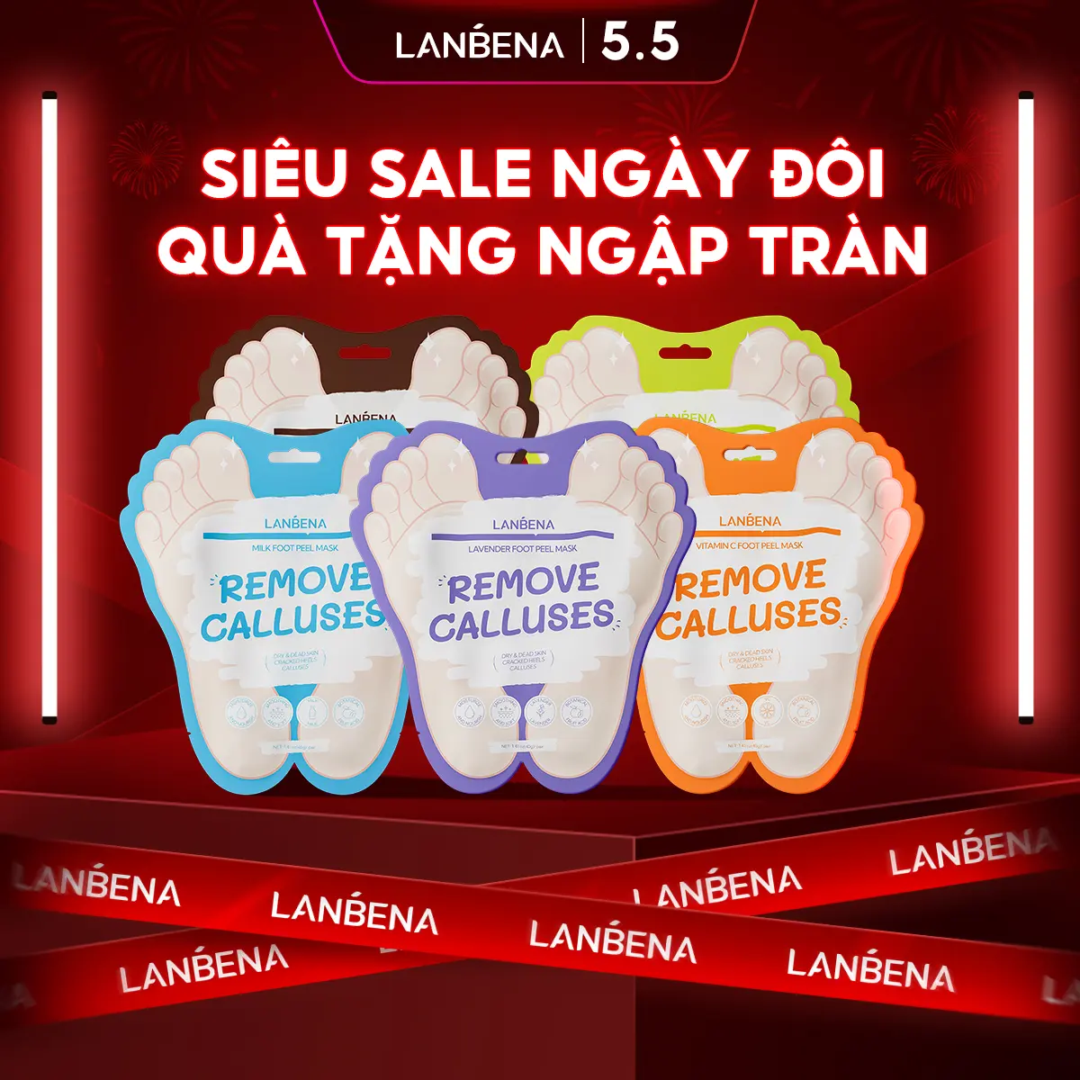 【MUA 2 TẶNG 1】Mặt Nạ Chân LANBENA Dạng Lột Tế Bào Chết Chăm Sóc Da Chân Hỗ Trợ Dưỡng Ẩm Làm Đẹp Da Chân
