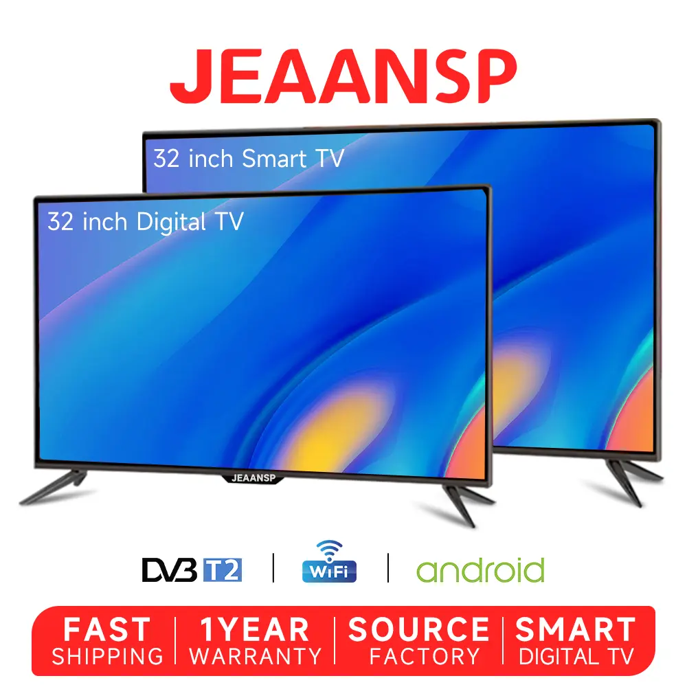 COD JEAANSP HD LED 32 Inch Digital TV&32 Inch Smart TV + Smart TV Box With(DVB-T2) MYTV Full Flat tv Channel Support HDMI/USB/WiFi/Netflix/YouTube