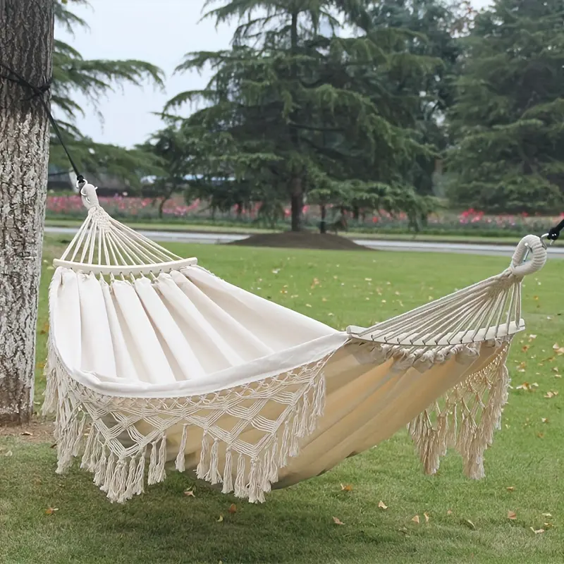1pcs white/black tassel double with stick hammock patio decoration, outdoor hammock patio hammock
