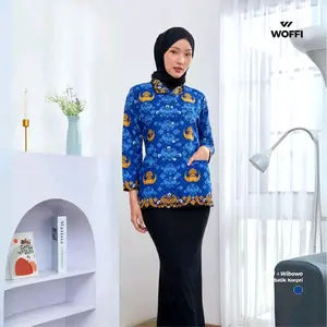 Blouse Korpri 2025 Seragam Asn Terbaru Kerah Hitam Lapis Furing Batik