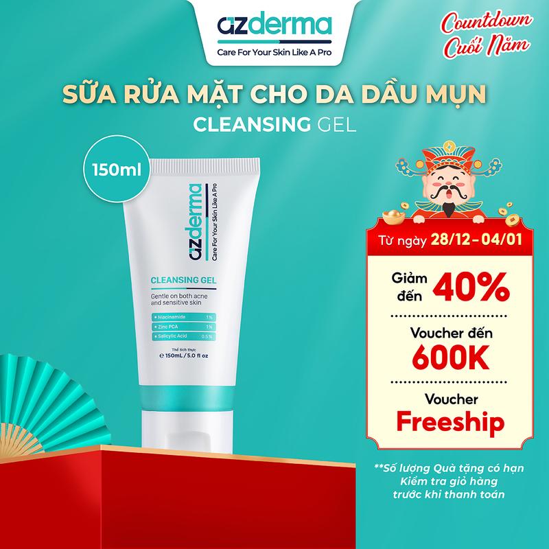 Độc Quyền Live Full Size 150ml Sữa rửa mặt giúp làm sạch da giúp da mềm mượt và hỗ trợ giúp giảm tình trạng mụn quay trở lại - Cleansing Gel Azderma .