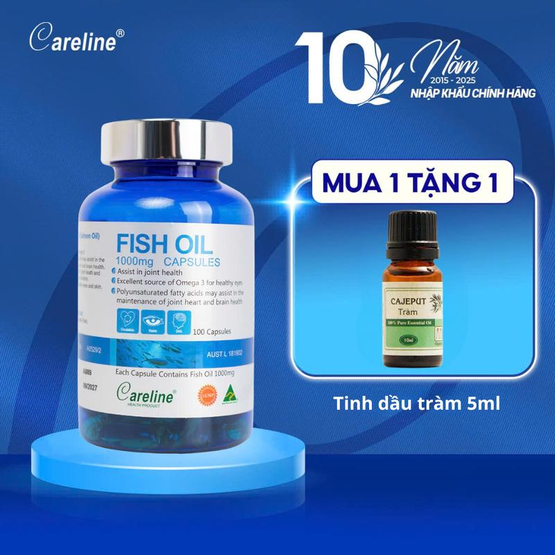   BSK  Dầu cá Careline Omega3 Fish Oil chiết xuất từ cá hồi tự nhiên - Bổ sung Omega 3 tốt cho tim mạch hỗ trợ chăm sóc mắt trí não 