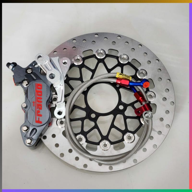    Combo   Gắn Sirius 110  50cc : Heo Frando 4Pis Xám + Pad CNC + Đĩa SWIT 267mm Màu Đen + Dây Dầu Morin Xám 