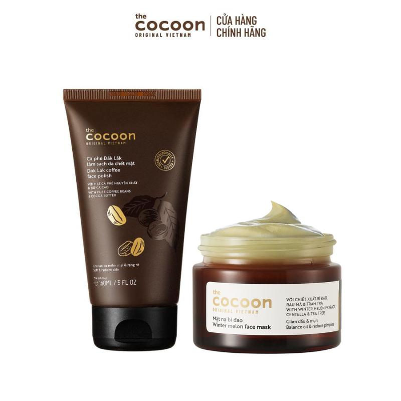  COMBO 1 Tẩy da chết mặt cà phê Đắk Lắk Cocoon cho làn da mềm mại & rạng rỡ 150ml + 1 Mặt nạ Bí Đao Cocoon giảm dầu & mụn 30ml 