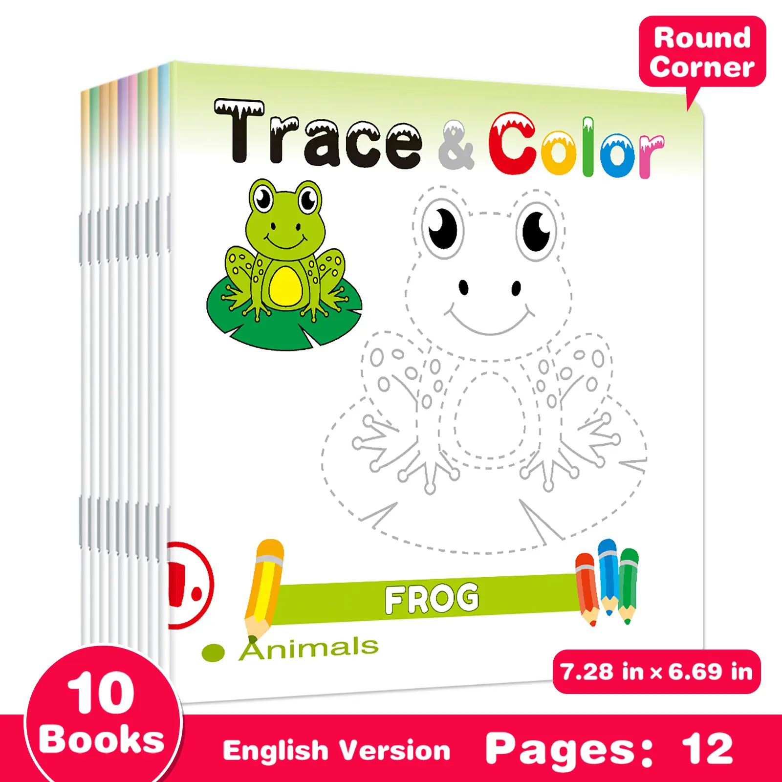 10-Book Set: Vibrant DIY Coloring Books for Kids Ages 4+ - Develop Fine Motor Skills, Creativity, and Confidence with Simple Outlines and Engaging Activities