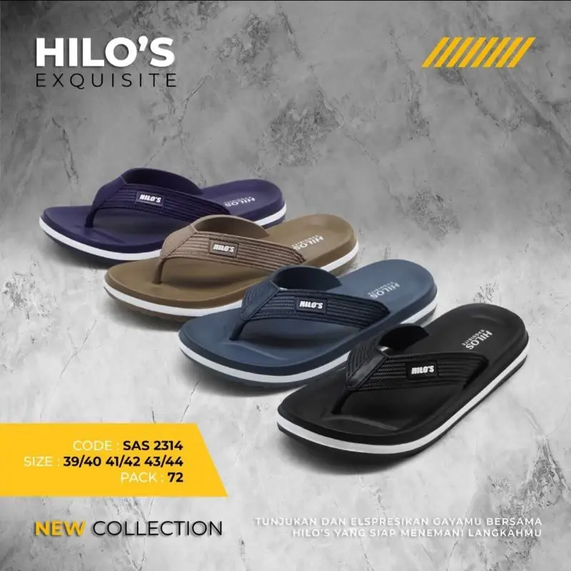 Sandal Jepit Pria Hilos 2314 Sendal Flip Flop Kasual Cowok Karet EVA Antislip Slip On Terbaru Slide Shoes 7