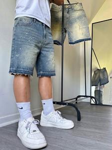 Shorts de mezclilla de ajuste holgado, pantalones de pierna ancha hasta la rodilla, shorts de mezclilla de algodón para verano, ropa urbana estilo hip hop, prendas transpirables para uso diario
