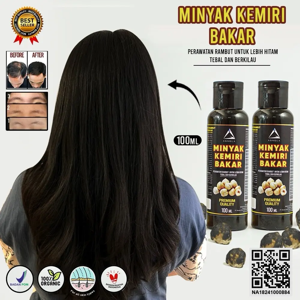 Minyak Kemiri Bakar Murni 30 ml Asli Kemiri 100% Asli - Minyak Penumbuh Rambut Penghitam Penebal Rambut Alis Bulu Mata