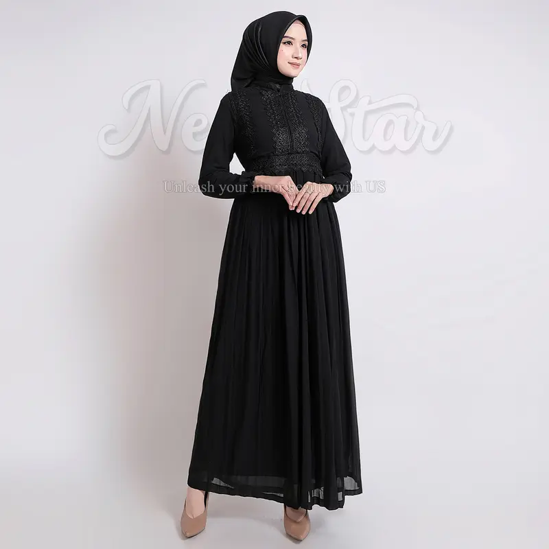 NewStar - Gamis Lebaran 2025 Terbaru Dress Kekinian Baju Hitam Muslim Wanita Murah Premium Model Baru Elegan Abaya Turkey Mewah i40 2